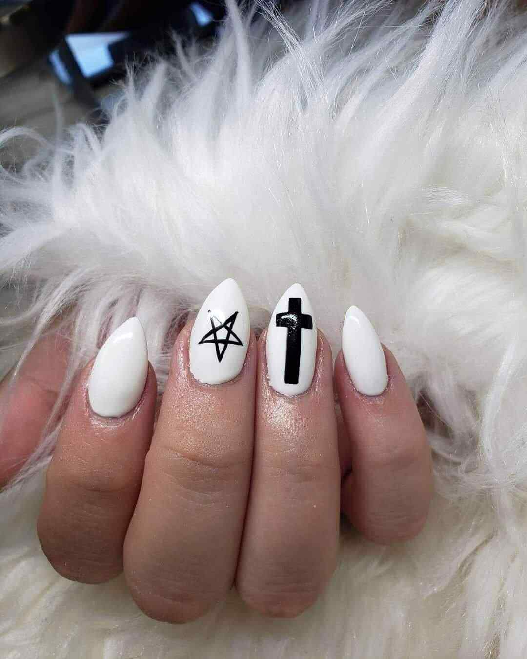 uñas blancas halloween