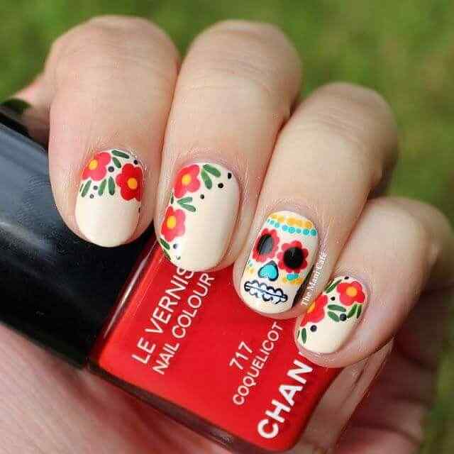 uñas calavera mexicana