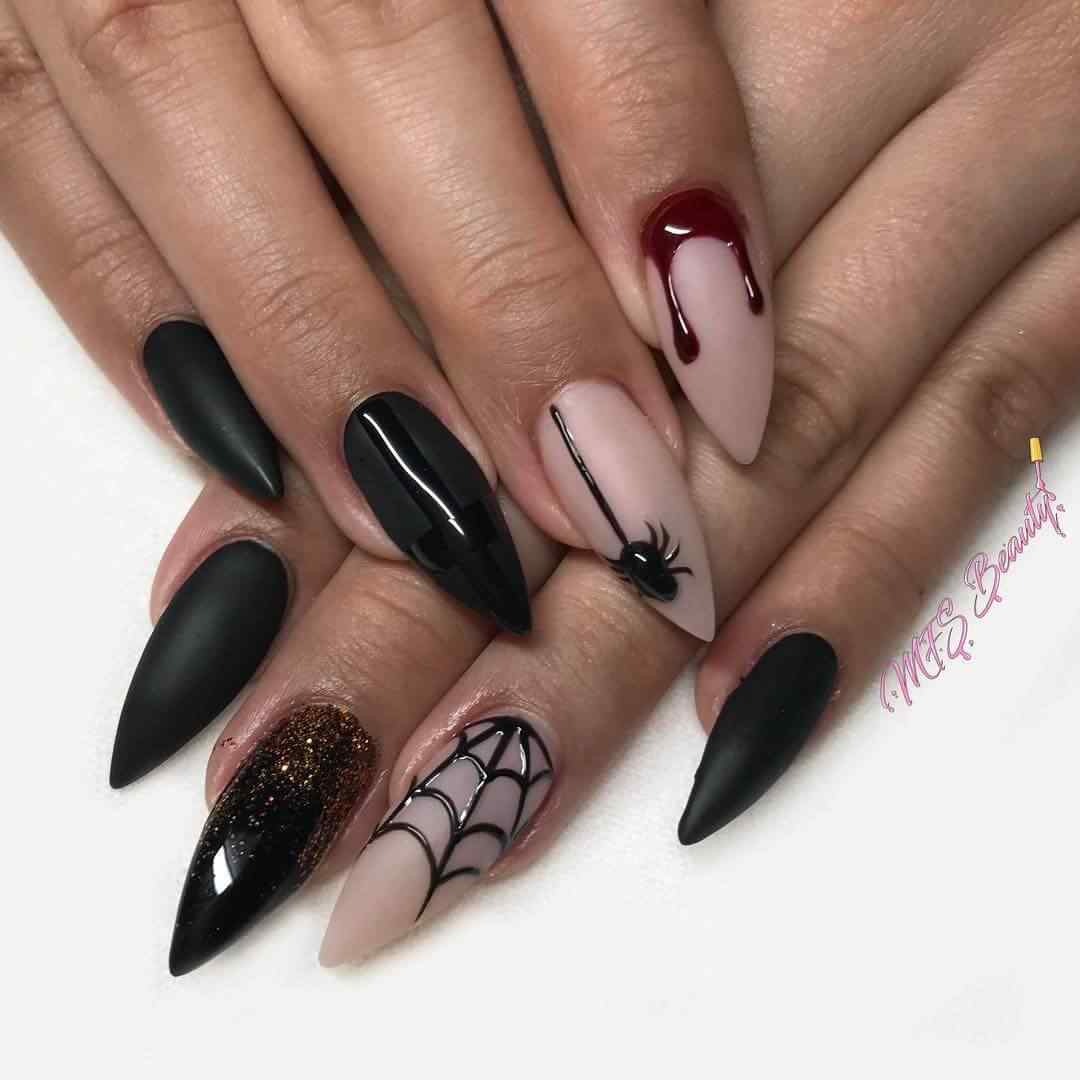 uñas con araña para halloween