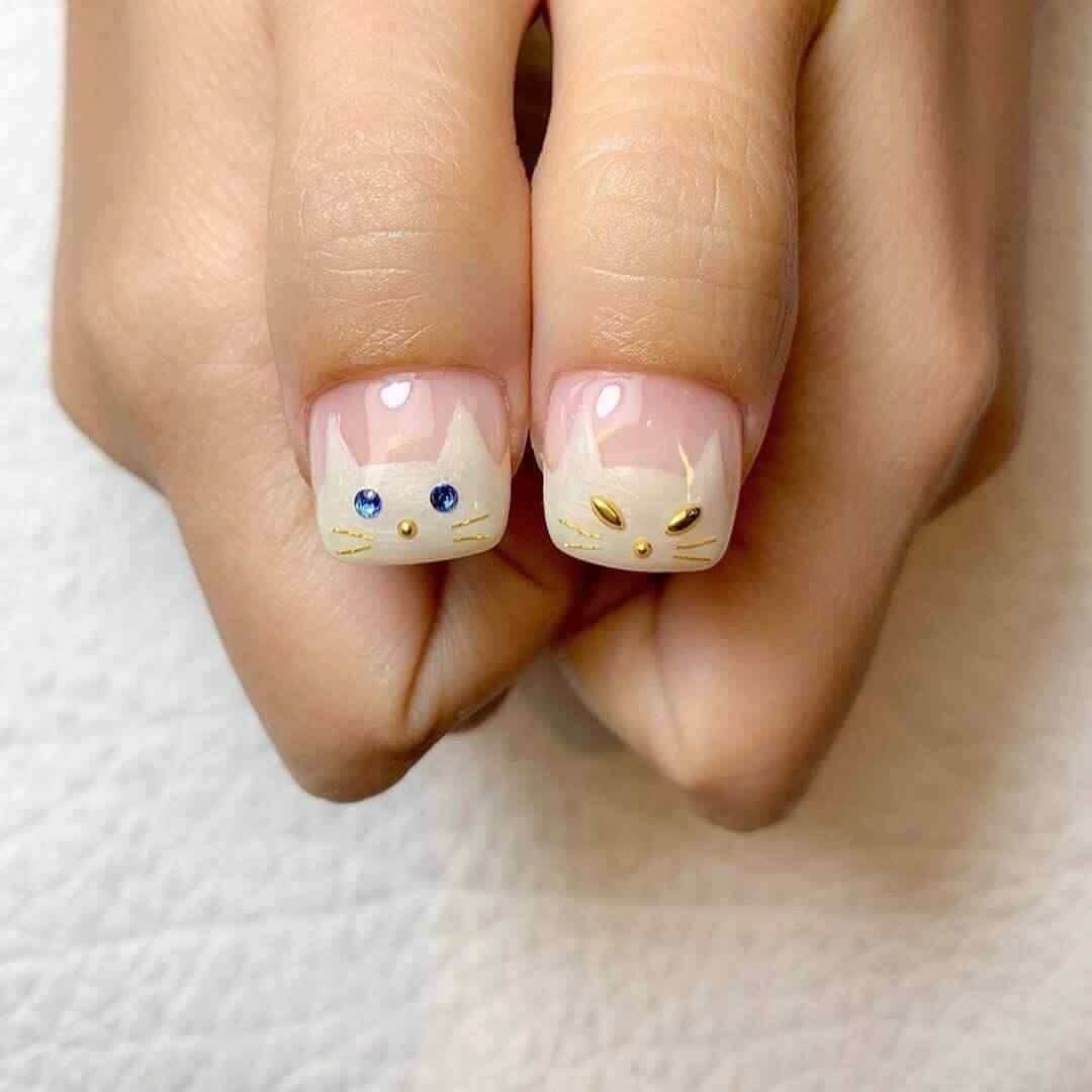 uñas con gatito halloween