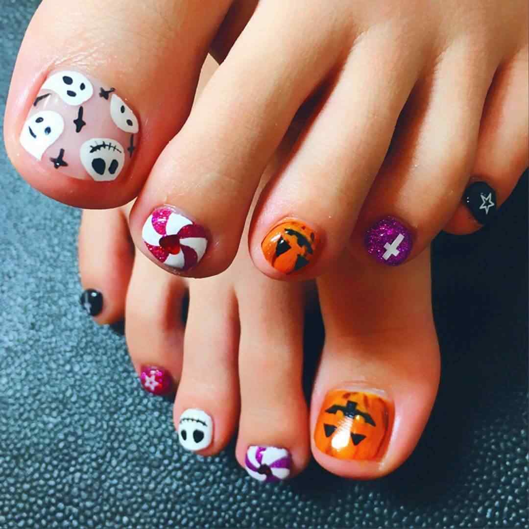 uñas de halloween para pies