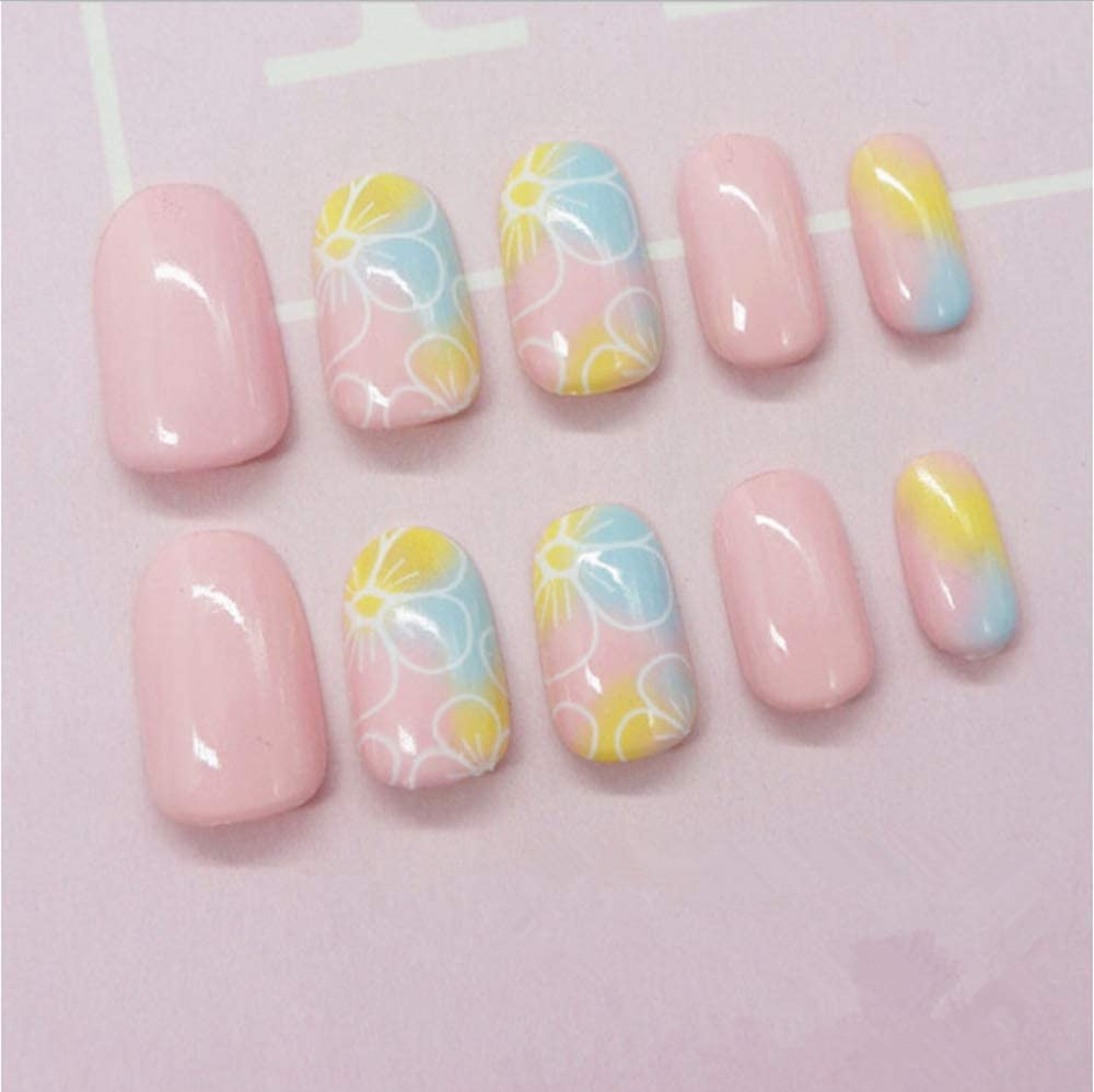 uñas de verano flor de caramelo cielo azul rosa