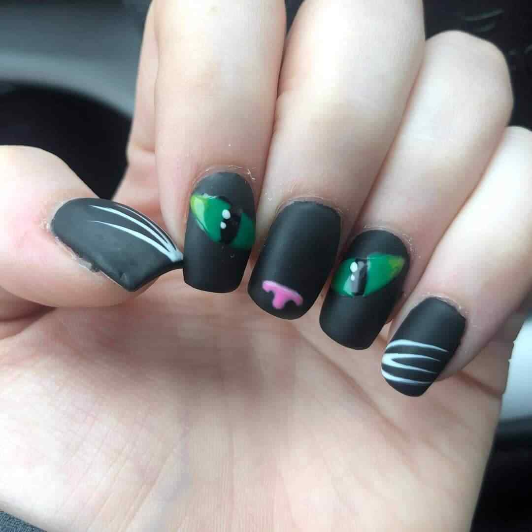 uñas decoradas gato negro