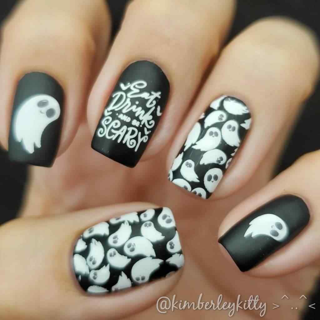 uñas estampadas fantasma halloween