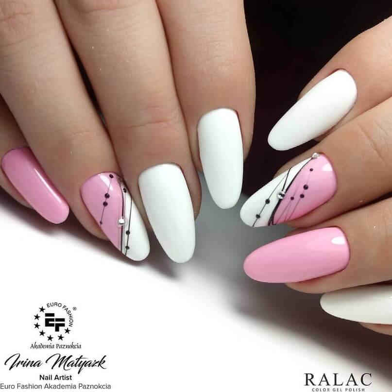 uñas blancas con rosa elegantes